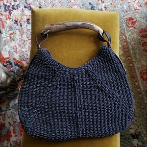 YSL Mombasa black woven handbag
